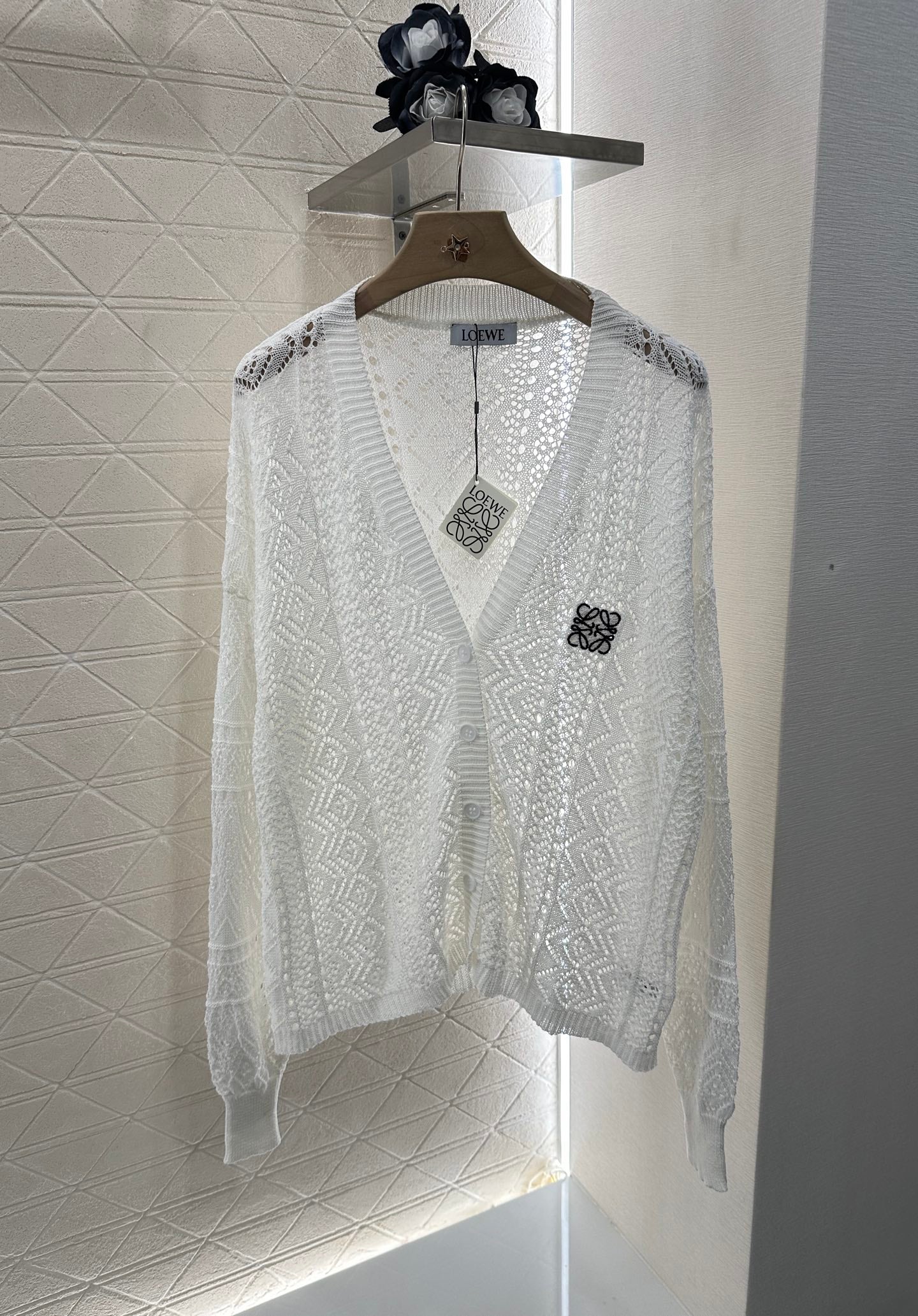 Lo 2025 new product Hollow cardigan and skirt set