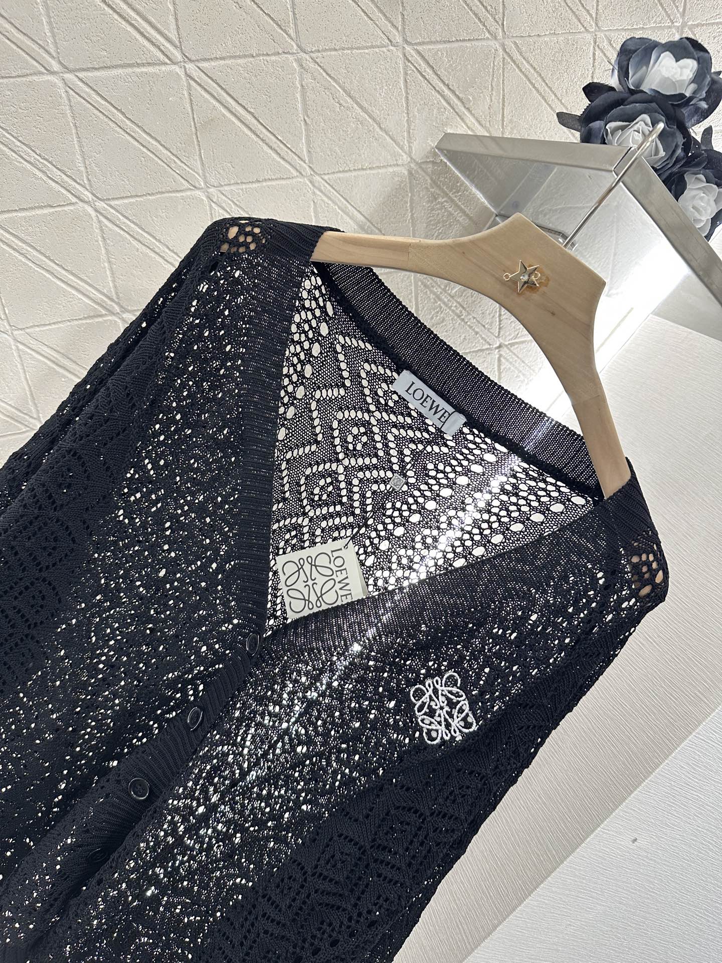 Lo 2025 new product Hollow cardigan and skirt set