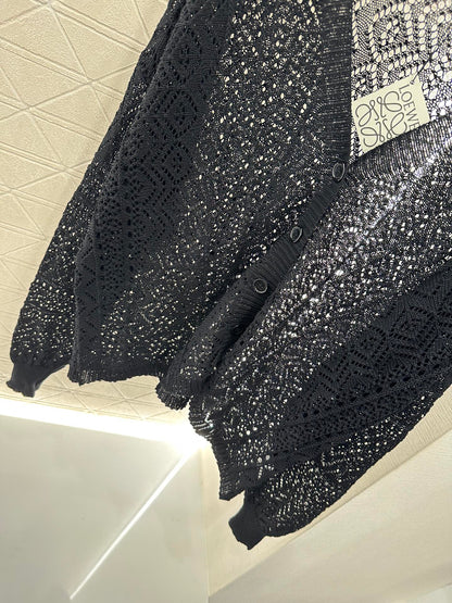 Lo 2025 new product Hollow cardigan and skirt set