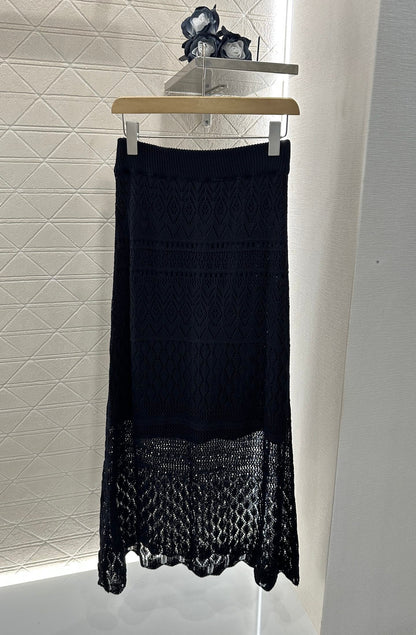 Lo 2025 new product Hollow cardigan and skirt set