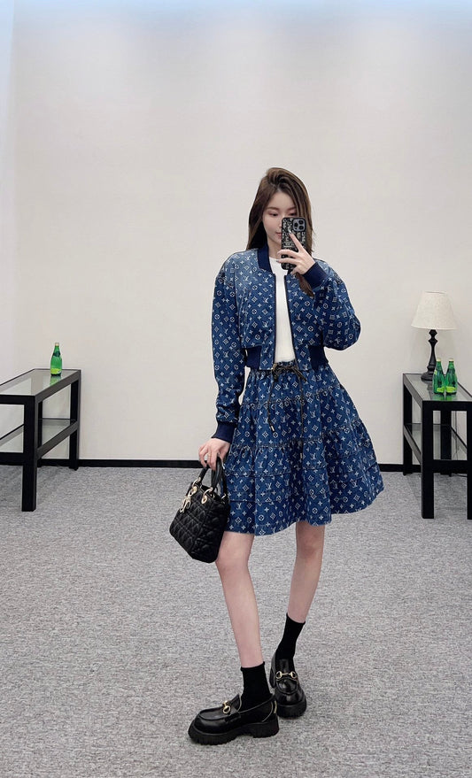 L  2025 new arrivals Denim jacket and skirt set