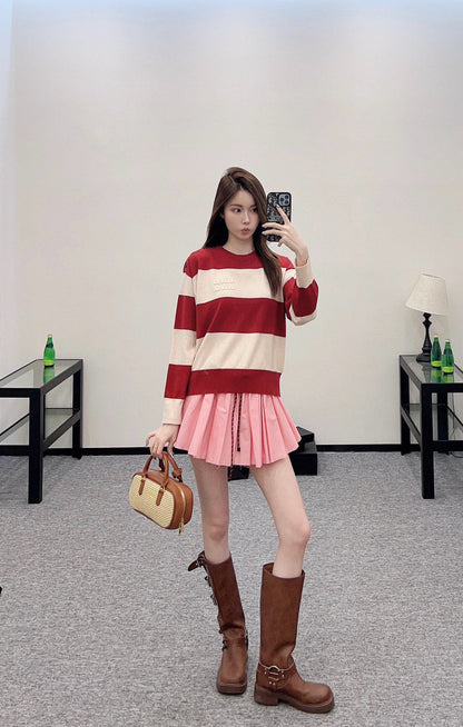 M  new product Striped crew neck sweater