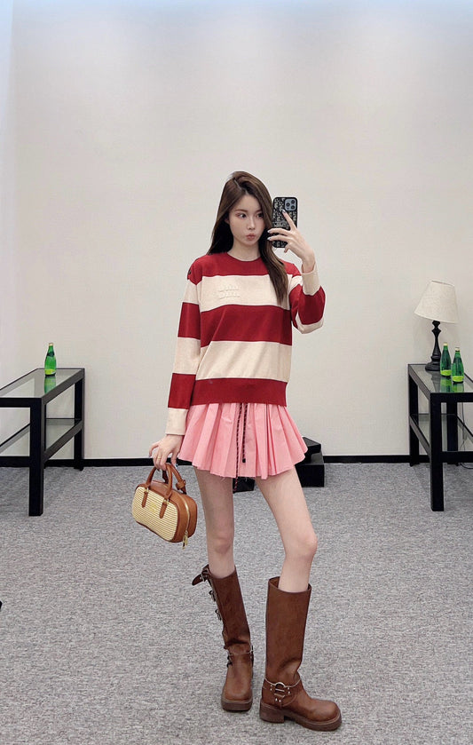 M  new product Striped crew neck sweater