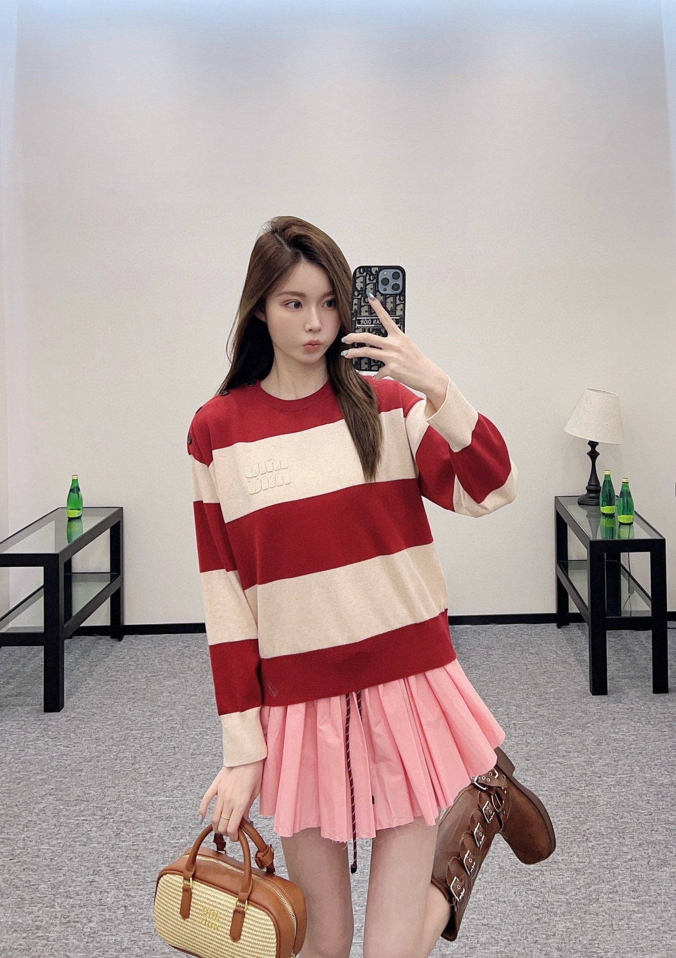 M  new product Striped crew neck sweater
