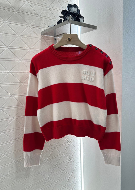 M  new product Striped crew neck sweater