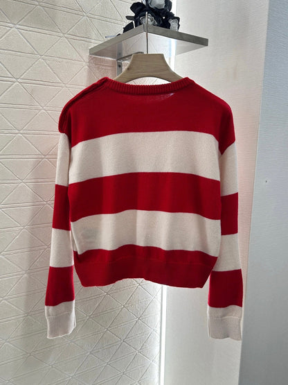 M  new product Striped crew neck sweater