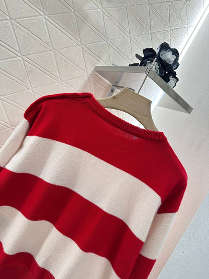 M  new product Striped crew neck sweater