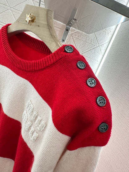 M  new product Striped crew neck sweater