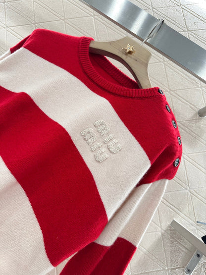 M  new product Striped crew neck sweater