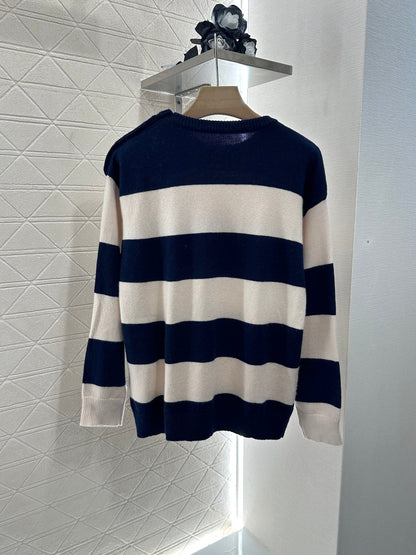 M new product Striped crew neck sweater
