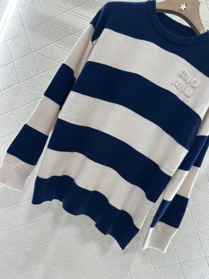 M new product Striped crew neck sweater