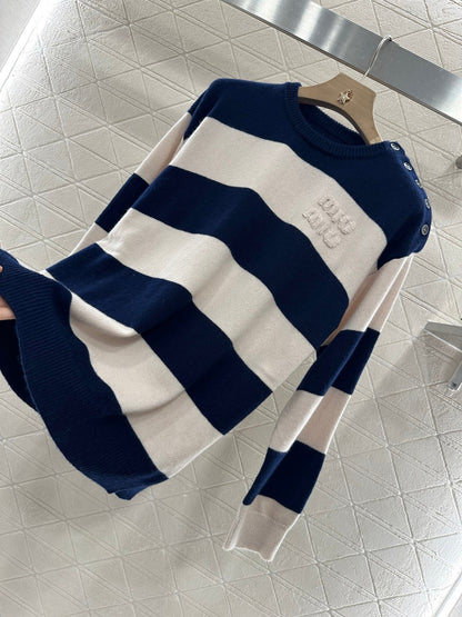 M new product Striped crew neck sweater