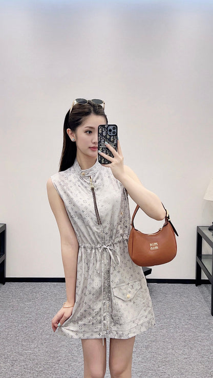 L New Arrival Zippered Printed Vest Dress