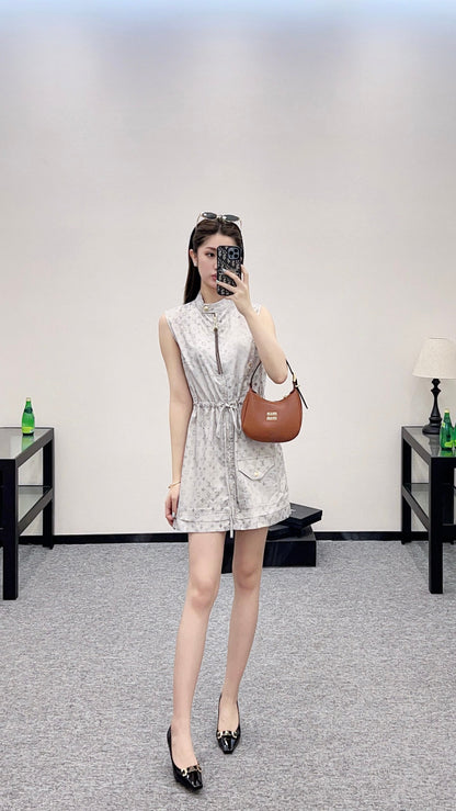 L New Arrival Zippered Printed Vest Dress