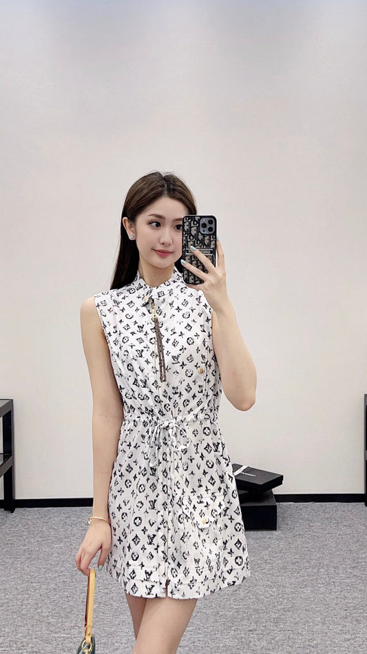 L New Arrival Zippered Printed Vest Dress