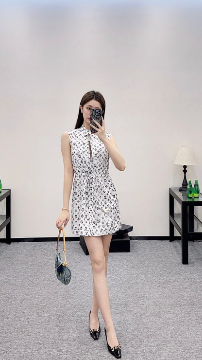 L New Arrival Zippered Printed Vest Dress