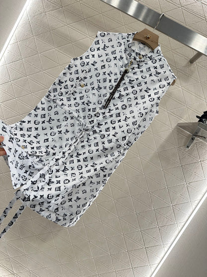 L New Arrival Zippered Printed Vest Dress
