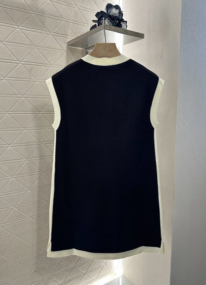 D 2025 new product Black and white vest dress