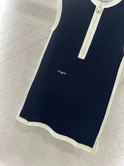 D 2025 new product Black and white vest dress