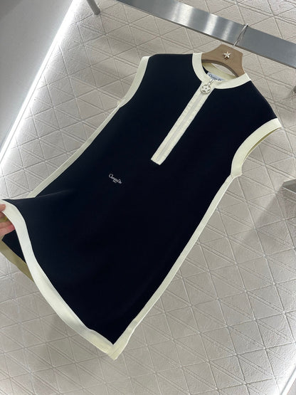 D 2025 new product Black and white vest dress