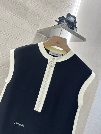 D 2025 new product Black and white vest dress