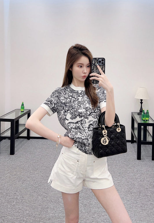 D 2025 new product Jacquard knitted short sleeves