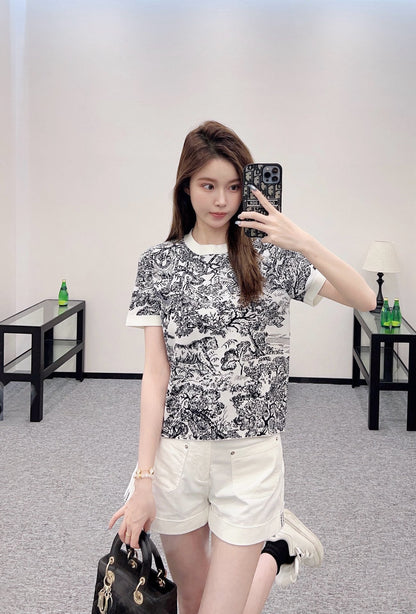 D 2025 new product Jacquard knitted short sleeves