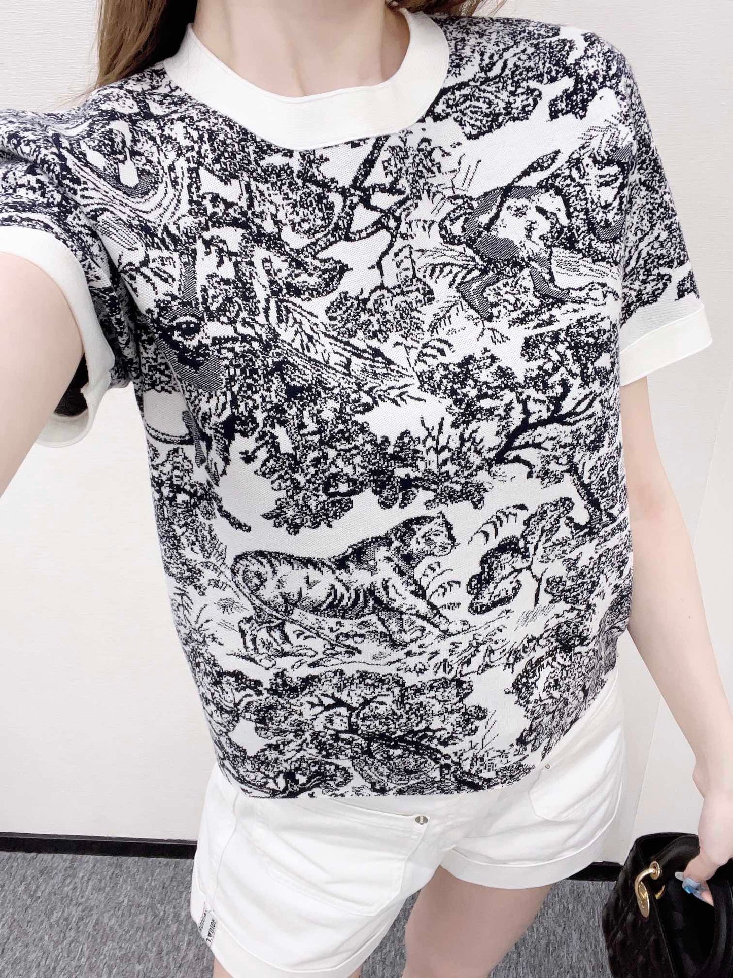 D 2025 new product Jacquard knitted short sleeves