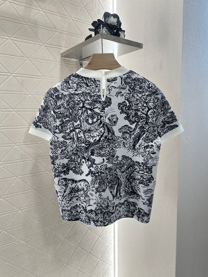 D 2025 new product Jacquard knitted short sleeves