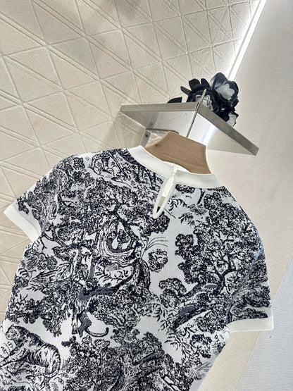 D 2025 new product Jacquard knitted short sleeves