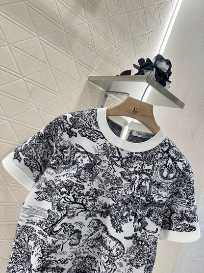 D 2025 new product Jacquard knitted short sleeves