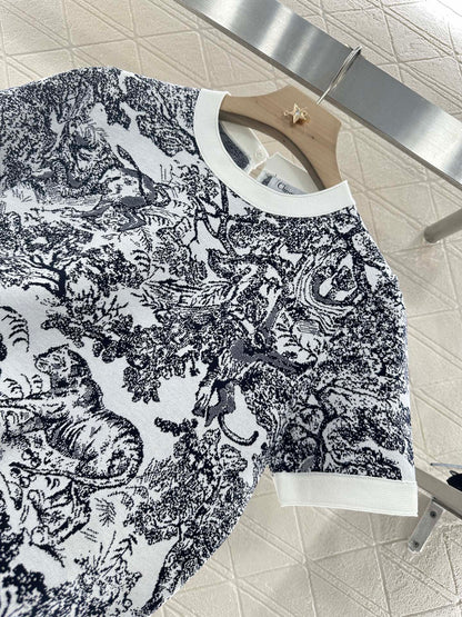 D 2025 new product Jacquard knitted short sleeves