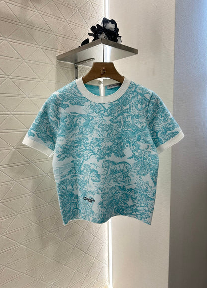 D 2025 new product Jacquard knitted short sleeves