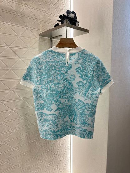 D 2025 new product Jacquard knitted short sleeves