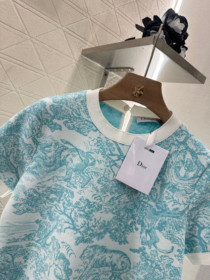 D 2025 new product Jacquard knitted short sleeves