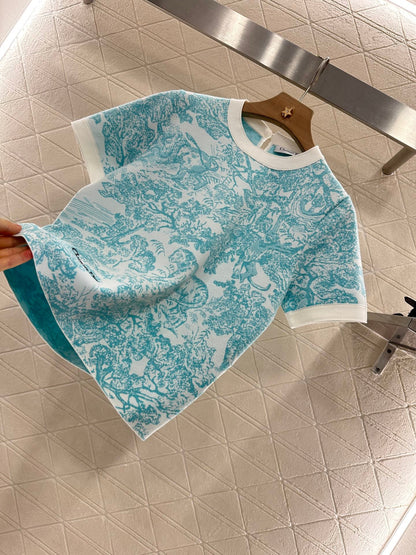 D 2025 new product Jacquard knitted short sleeves