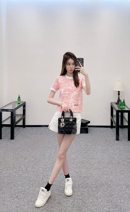 D 2025 new product Jacquard knitted short sleeves