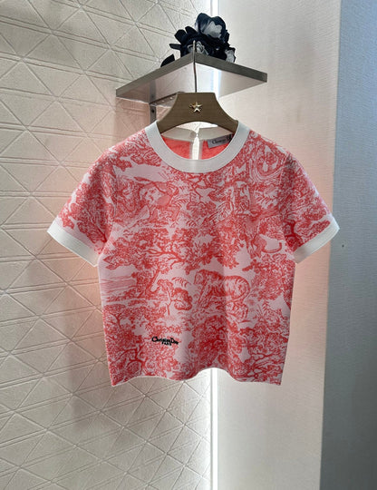 D 2025 new product Jacquard knitted short sleeves