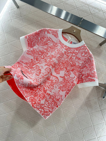 D 2025 new product Jacquard knitted short sleeves