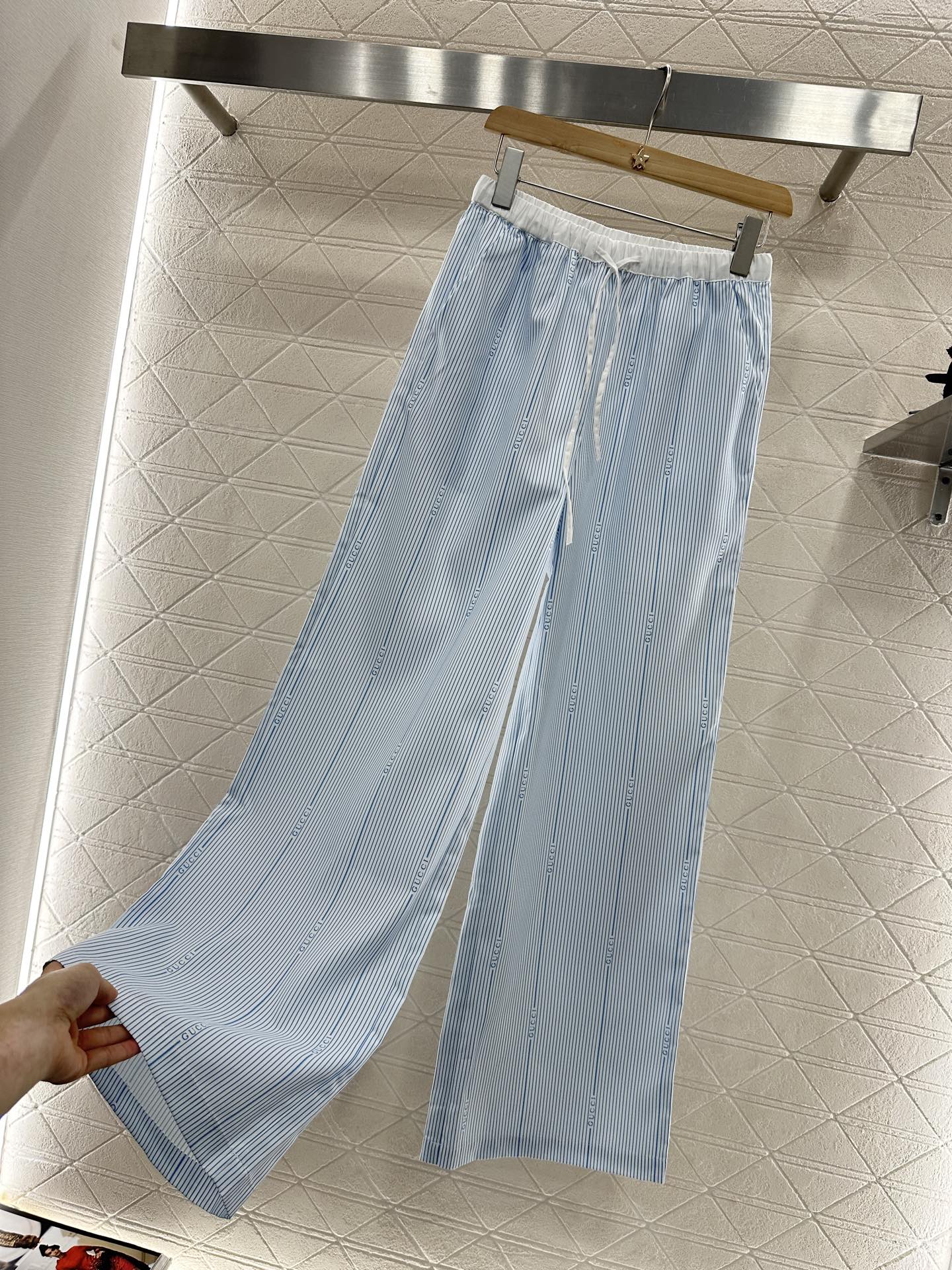G 2025 new product Drawstring striped trousers