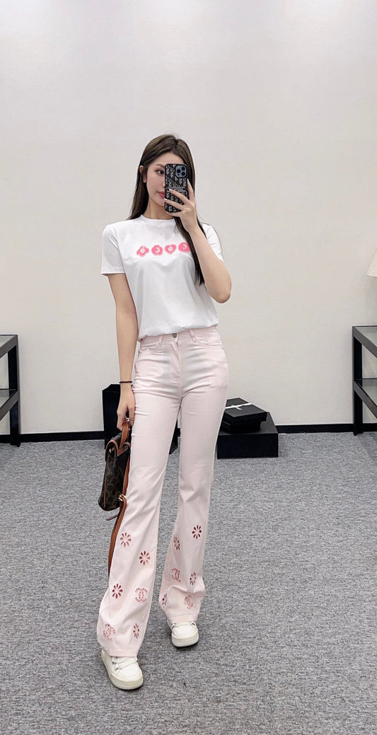 C 2025 new product Hollow embroidered jeans