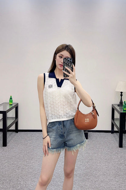 Lo 2025 new product Hollow knitted vest