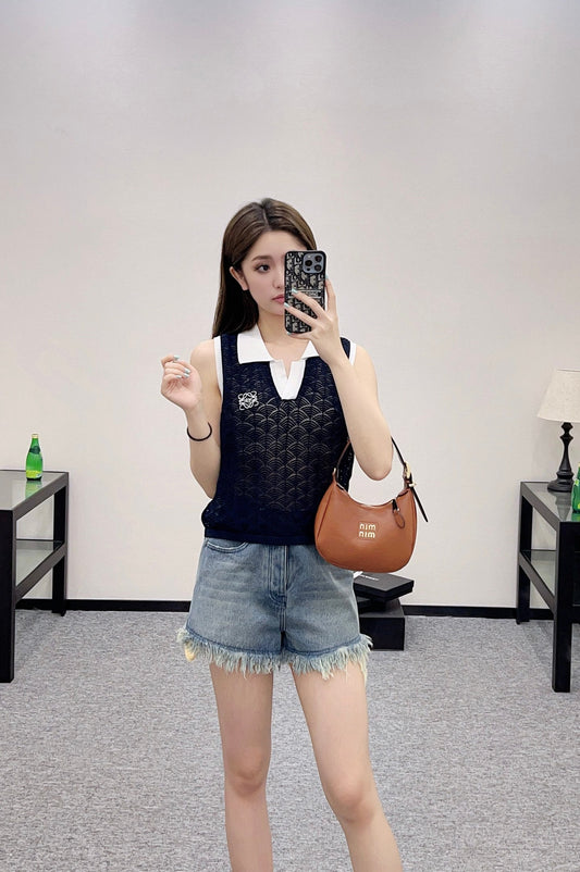 Lo 2025 new product Hollow knitted vest