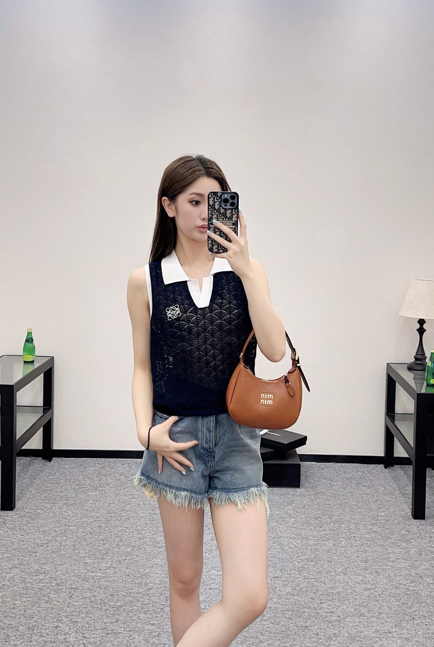 Lo 2025 new product Hollow knitted vest