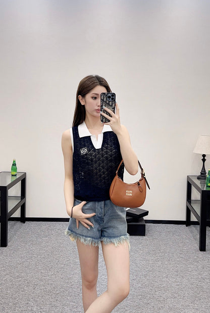 Lo 2025 new product Hollow knitted vest