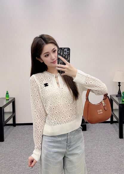 C 2025 new product Pearl hollow long sleeves