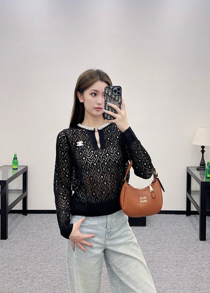 C 2025 new product Pearl hollow long sleeves
