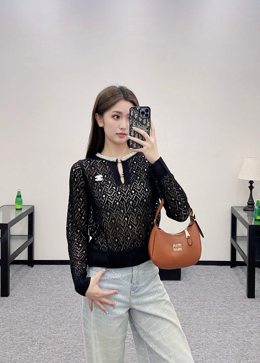 C 2025 new product Pearl hollow long sleeves
