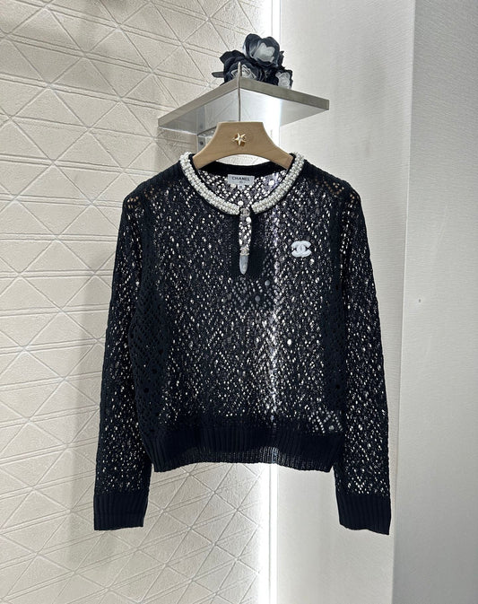 C 2025 new product Pearl hollow long sleeves