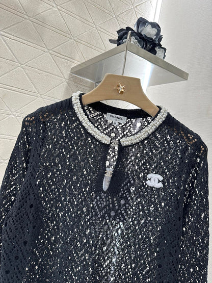 C 2025 new product Pearl hollow long sleeves